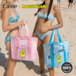 Borsa da spiaggia personalizzata con nome e nome Leopardo a coda lunga Marsupilami Mesh Tote Bag con nome Regalo di compleanno estivo per le donne | Callie × Marsupilami®