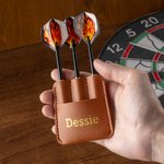 Personalized PU Leather Dart Case with Engraved Text and Holding 3 Darts Tournament Accessories Birthday Gift for Dart Lovers