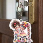 Personalizzato Cartoon coppia portachiavi in acrilico con nomi uso quotidiano San Valentino Anniversario regalo per la coppia fidanzato fidanzata