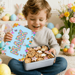 Gepersonaliseerde paasei vlinder voedselkwaliteit metalen koekjes trommel opbergdoos met naam paasfeest geschenk voor kinderen