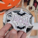 Personalized Spider Web Bat Acrylic Tumbler Plate Tag with Name Accessory for Stanley Cup Halloween Gift for Friends