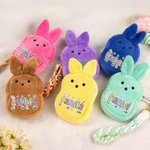 Personlig Macaron Color Cute Bunny Plysj Myntpung lommebok med navn og håndleddsstropp Påskekurv Stuffers Påskefest Favor Gave til barn