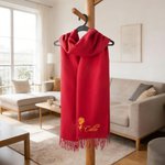 Personalised Super Soft Warm Scarf Shawl with Embroidered Birth Flower and Text Fashion Accessory Birthday Christmas Gift for Couple Family