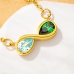 Gepersonaliseerde dubbele geboortesteen sterling zilveren oneindigheid ketting sierlijke sieraden Valentijnsdag verjaardag cadeau voor paar vriendin vrouwen