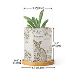Maceta de cerámica personalizada con foto de mascota Toile de Jouy con agujero de drenaje para el nombre y base de bambú Regalo conmemorativo de pérdida de mascota para dueño de mascota