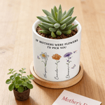 Personalized Crystal Birth Flower Butterfly Ceramic Plant Pot with Names Mother's Day Birthday Gift for Mom Grandma
