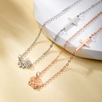 Personalizada Cristiana Cruz Nacimiento Flor Collar Bautizo Cumpleaños Aniversario Día de San Valentín Regalo para Mujeres Cristianas