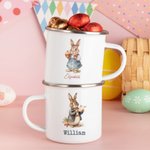 Henkilökohtainen pääsiäispupu 12 oz emali muki kiristysnauha hoitoon laukku asetettu nimi Happy Easter lahja pojille tytöille