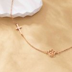 Personalizada Cristiana Cruz Nacimiento Flor Collar Bautizo Cumpleaños Aniversario Día de San Valentín Regalo para Mujeres Cristianas