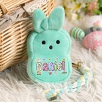 Personlig Macaron Color Cute Bunny Plysj Myntpung lommebok med navn og håndleddsstropp Påskekurv Stuffers Påskefest Favor Gave til barn