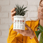 Personalized Crystal Birth Flower Butterfly Ceramic Plant Pot with Names Mother's Day Birthday Gift for Mom Grandma