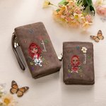 Gepersonaliseerde Cartoon Karakter Geboorte Bloem Vlinder Wristlet Portemonnee met Naam Dagelijks Gebruik Verjaardagscadeau voor Vrouwen Book Lovers