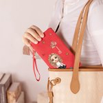 Personalisierte Cartoon Mädchen Frauen Charakter Geburt Blume PU Leder Handgelenk Brieftasche mit Namen und mehrere Kartenschlitze Geburtstag Jahrestag Geschenk für sie