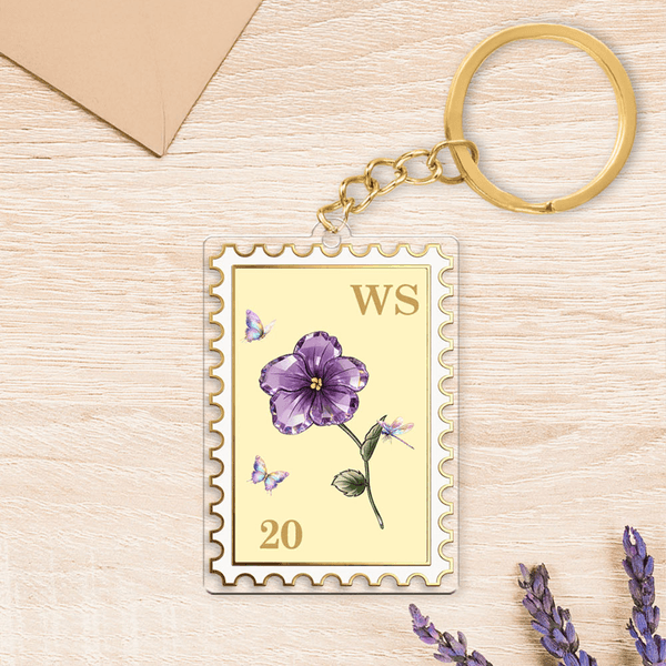 Portachiavi acrilico personalizzato in cristallo stile fiore di nascita con timbro effetto smalto e nome regalo di compleanno San Valentino per la migliore amica madre