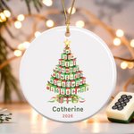 Ornement de Noël personnalisé en céramique avec nom et année Cadeau de Noël pour la famille, les amis et les amateurs de Mahjong