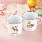 Henkilökohtainen pääsiäispupu 12 oz emali muki kiristysnauha hoitoon laukku asetettu nimi Happy Easter lahja pojille tytöille