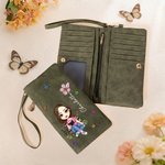 Gepersonaliseerde Cartoon Karakter Geboorte Bloem Vlinder Wristlet Portemonnee met Naam Dagelijks Gebruik Verjaardagscadeau voor Vrouwen Book Lovers