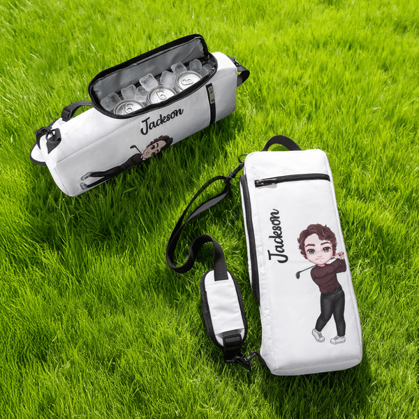 Personalized Waterproof Adjustable Cartoon Character Name Insulated Beer Cooler Bag Sports Accessories Golf Club Birthday Gift for Golf Lovers