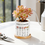 Personalized Crystal Birth Flower Butterfly Ceramic Plant Pot with Names Mother's Day Birthday Gift for Mom Grandma