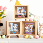 Personalised Happy Easter Cute Easter Bunny Clear Window Money Box Piggy Bank with Initial and Name Room Decor Easter Gift for Kids
