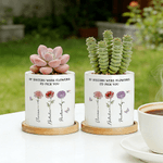 Personalized Crystal Birth Flower Butterfly Ceramic Plant Pot with Names Mother's Day Birthday Gift for Mom Grandma
