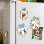 Henkilökohtainen akvarelli 1-3 Lemmikkikuvat Bow Frame Akryyli Jääkaappi Magneetti nimi Home Decor Pet Party syntymäpäivälahja lemmikkieläinten omistajille Lovers
