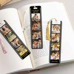 Personalisiertes Fotostreifen Lesezeichen | Retro Filmrollen-Design | 4 Eigene Fotos und Wunschtext | Geburtstag Jahrestag Geschenk für Paare Familie