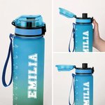 Botella deportiva personalizada de 1000 ml con personaje de dibujos animados nombre y número regalo de cumpleaños para amantes del fútbol