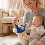 Personalised Cute Rabbit Easter Egg Bow 100% Cotton Plush Bunny Stuffed Toy with Initial and Name Easter Gift for Newborns Toddlers Kids