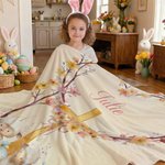 Personalizzato He Is Risen Cross Sheep Soft Throw Blanket con nome Home Decor Egg Hunting Easter Gift per bambini