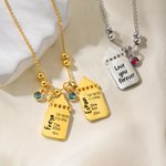 Personalized Baby Birth Stats 1-3 Baby Bottle Necklace with Engraved Text and Birthstone Birth Announcement Baby Shower Gift for Kid New Mom