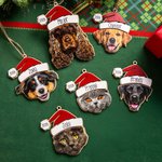 Personalisierter Hund Katze Haustierfoto Baumschmuck aus Holz mit Weihnachtsmütze und Namen Weihnachten Haus Deko Geschenk für Tierliebhaber