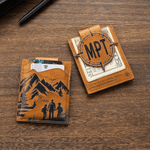 Personalised Compass Mountain Crazy Horse PU Card Holder Wallet with Acronym Father's Day Gift for Father