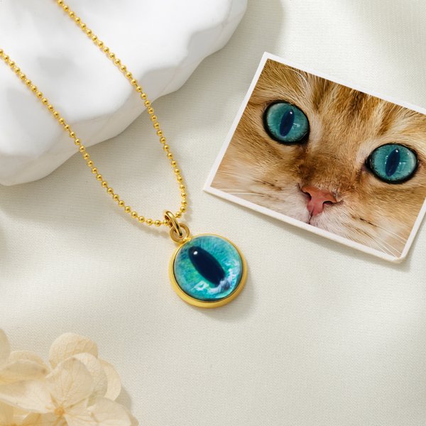 Son regard veille sur vous à chaque instant - Collier photo œil d'animal et nom personnalisé - Cadeau commémoratif pour les ami et la famille