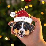 Personalisierter Hund Katze Haustierfoto Baumschmuck aus Holz mit Weihnachtsmütze und Namen Weihnachten Haus Deko Geschenk für Tierliebhaber