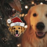Personalisierter Hund Katze Haustierfoto Baumschmuck aus Holz mit Weihnachtsmütze und Namen Weihnachten Haus Deko Geschenk für Tierliebhaber