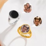 Gepersonaliseerde Sterling Zilver Ring met Verborgen Warmtefoto Twee Geboortestenen en Tekst Verjaardag- of Jubileumcadeau voor Dames