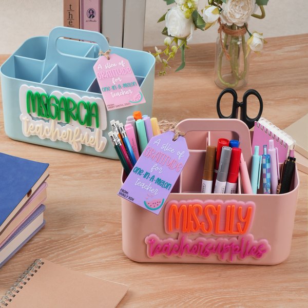 Personalised Teacher Fuel Caddy 3D Letter Desk Organizer with Name and Label Back to School Appreciation Gift for Teacher