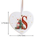 Personalized Cartoon Character Christmas Tree Ceramic Ornament with Initial and Name Christmas Decor  Gift for Family Kids