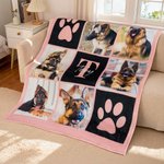 Personalisierte Mehrfarbige 6 Hund Katze Fotos Weiche Decke mit Pfotenmuster Namen Initiale Geburtstag Geschenk für Tierliebhaber Haustierbesitzer