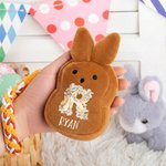Personalized Mini Cute Peter Rabbit Flower Butterfly Initial Plush Wallet Coin Handbag with Name Easter Birthday Gift for Kids