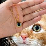 Personalized Cat Eye Photo Necklace Dainty Jewelry Birthday Memorial Gift for Women Pet Lovers