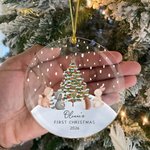 Personalized Cute Animal Baby's 1st Christmas Clear Acrylic Ornament with Name and Year Tree Decor Baby Shower Christmas Gift for Newborns