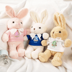Personalised Cute Rabbit Easter Egg Bow 100% Cotton Plush Bunny Stuffed Toy with Initial and Name Easter Gift for Newborns Toddlers Kids