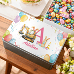Boîte à biscuits en métal alimentaire avec nom et initiales Cadeau de Pâques pour enfants