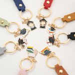 Personalized Graduation Cap Book Scroll PU Leather Keychain with Charm Name and Year Graduation Party Gift for 2026 2027 Graduates