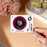 Personalized Vinyl Record Photo Design Acrylic Fridge Magnet with Text Home Decor Birthday Valentine's Day Gift for Couple Friends