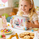 Boîte à biscuits en métal alimentaire avec nom et initiales Cadeau de Pâques pour enfants
