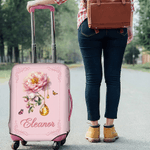 Gepersonaliseerde Multicolor Geboortebloem Geboortesteen Bagagehoes Past 18-32 Inch Koffer met Naam Reisaccessoires Verjaardagscadeau voor Vrouwen