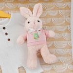 Personalised Cute Rabbit Easter Egg Bow 100% Cotton Plush Bunny Stuffed Toy with Initial and Name Easter Gift for Newborns Toddlers Kids